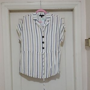 Papaya linen stripped  shirt